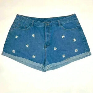 Shein Jean Shorts Embroidered Denim Plus Size 4XL Summer Festival Women's Summer
